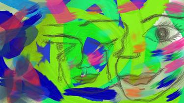 Original Color Field Painting People Digital by Ramesha Rathnayaka