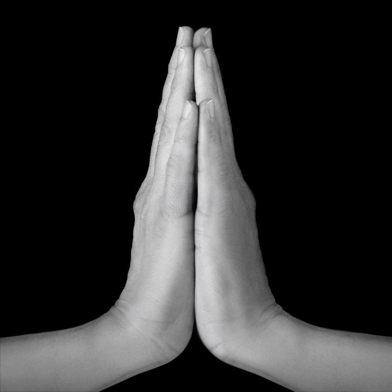 Original Health & Beauty Photography by Bruno Houdayer | Black & White Art on Aluminum Dibond | Mudra of the "Heart" - Uniting Body, Heart, and Mind