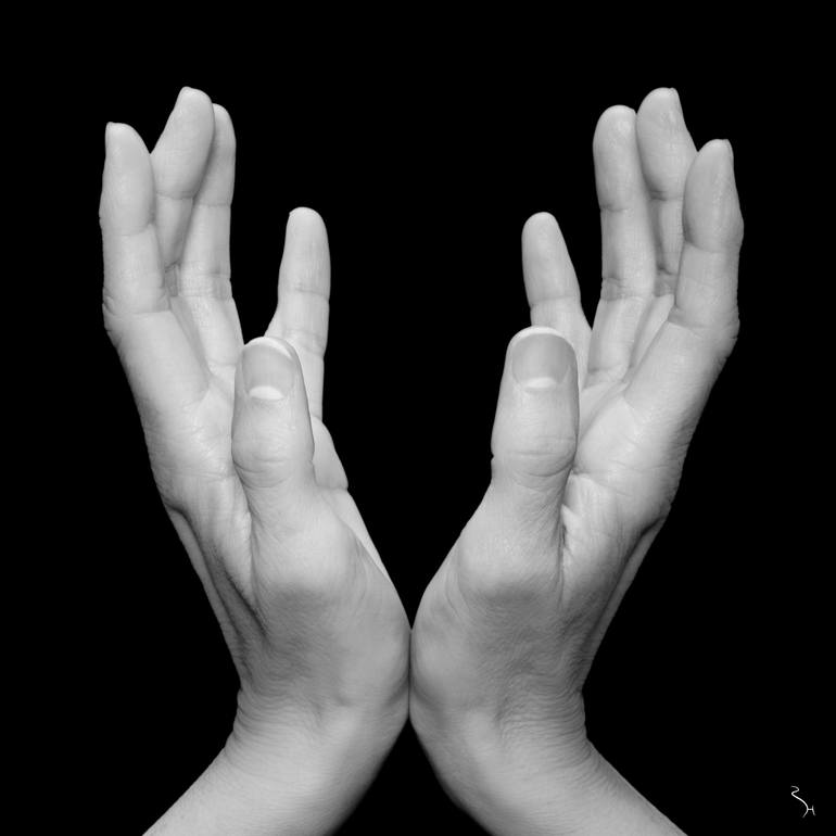 Original Body Photography by Bruno Houdayer | Black & White Art on Aluminum Dibond | Mudra "Blooming Lotus"purify opens the heart and love energy