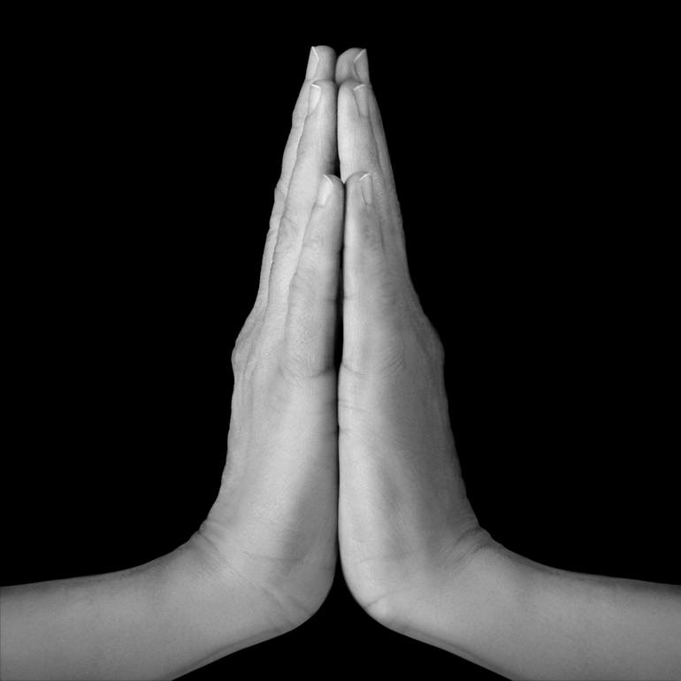 Original Body Photography by Bruno Houdayer | Black & White Art on Aluminum Dibond | Mudra of the "Heart" - Uniting Body, Heart, and Mind