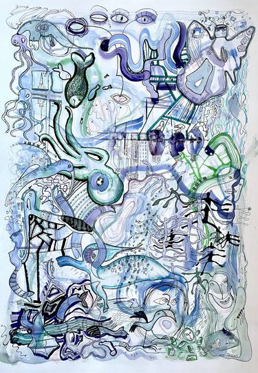 Original Abstract Expressionism Architecture Drawings by Daria Tsahoiko