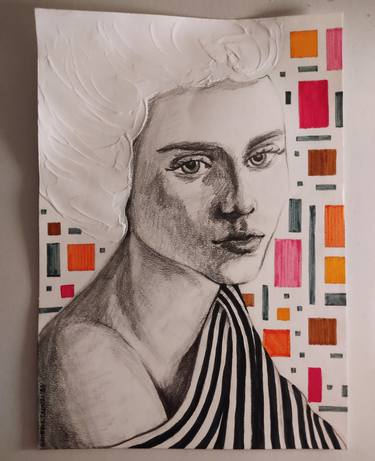 Original Figurative Women Mixed Media by Georgia Tzouli