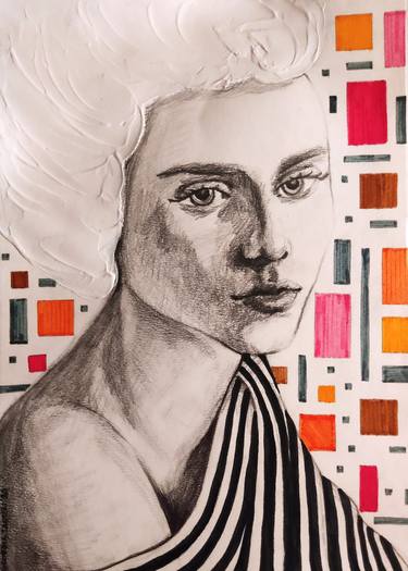 Original Figurative Women Mixed Media by Georgia Tzouli