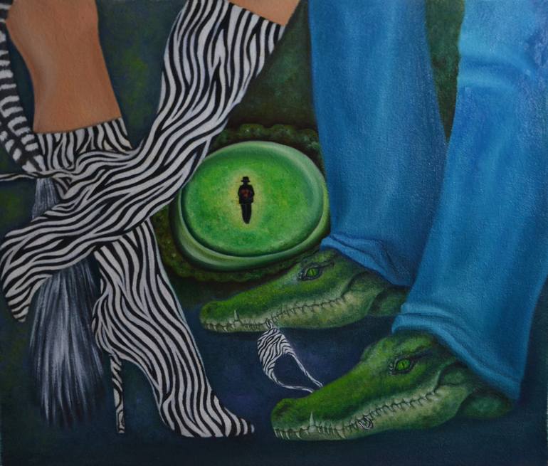 The magic eye of crocodile Painting by Olesya Novik | Saatchi Art