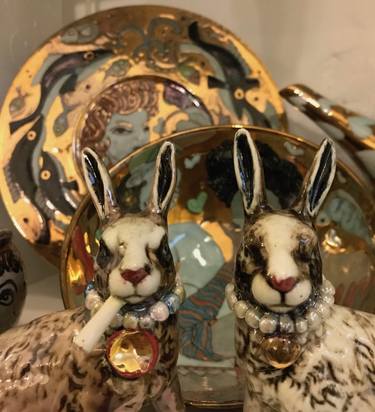 Moulin Rouge ,Tea set with golden smoking rabbits thumb