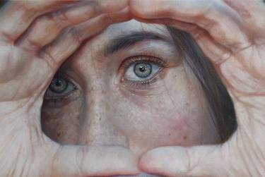 Original Photorealism People Painting by Roos Van Der Vliet