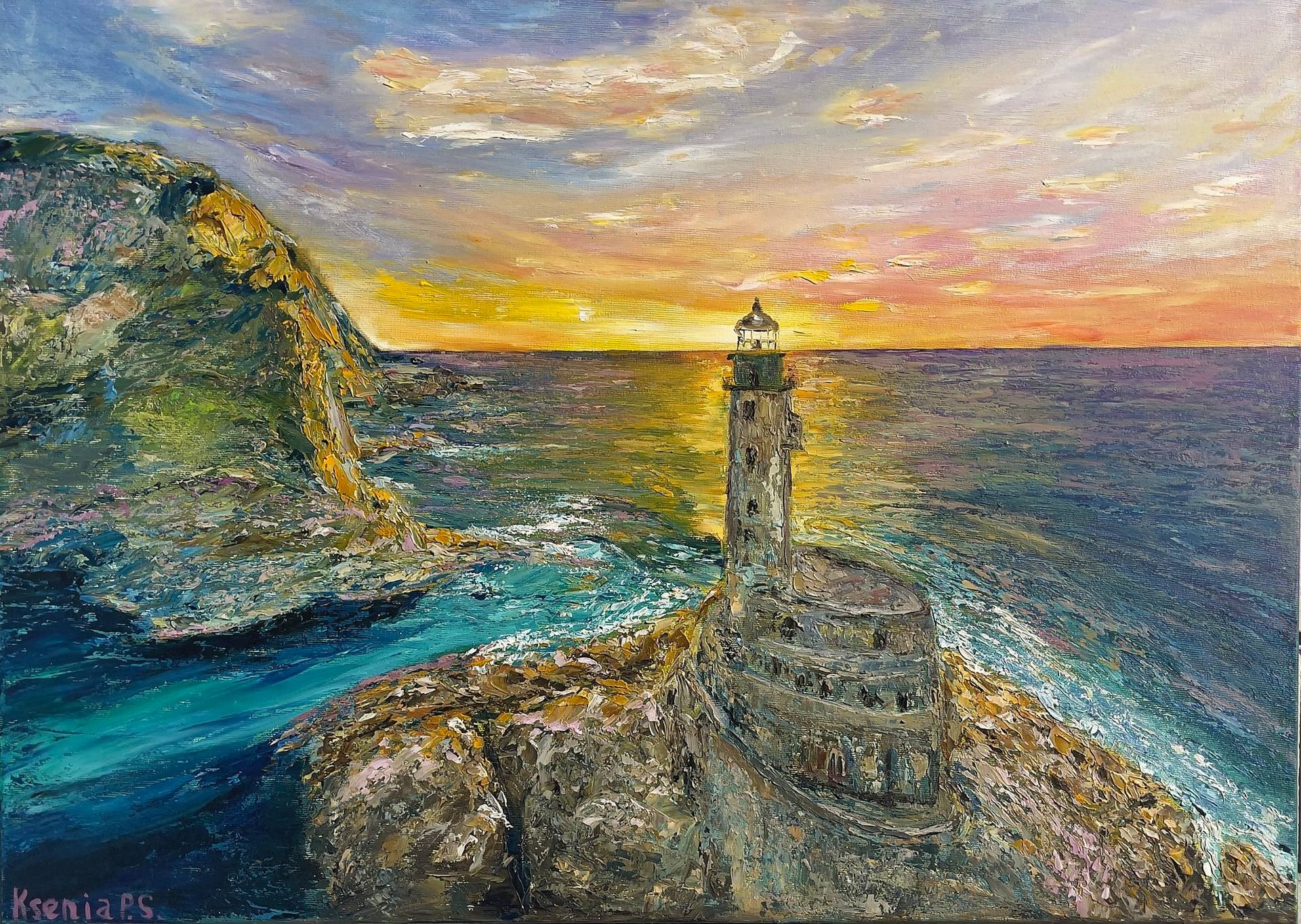 Lighthouse on Sakhalin «Aniva». Painting by Kseniia Stafeeva