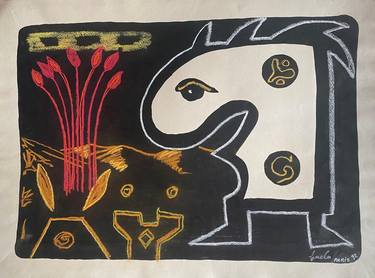 Original Abstract Expressionism Classical Mythology Drawings by Guela Tsouladze