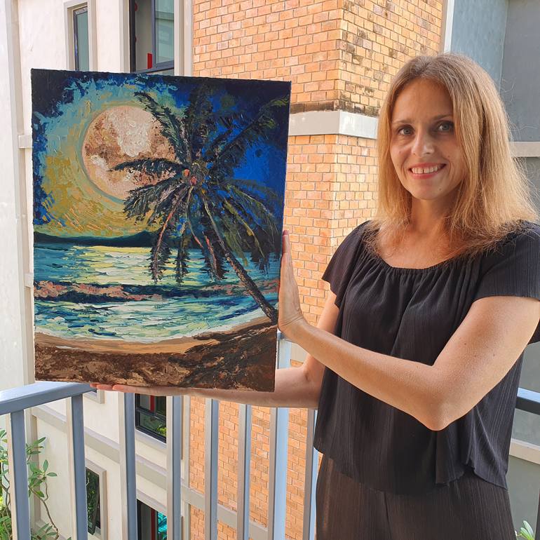 Original Impressionism Beach Painting by Marina Fisher