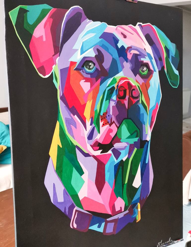 Original Contemporary Dogs Painting by Olha Platova