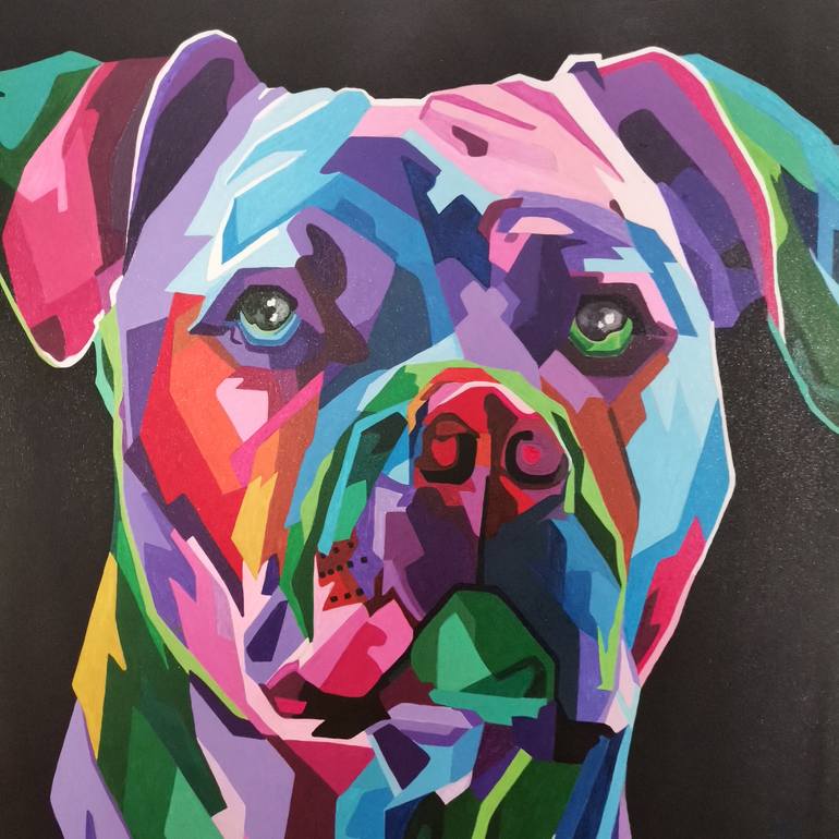 Original Contemporary Dogs Painting by Olha Platova