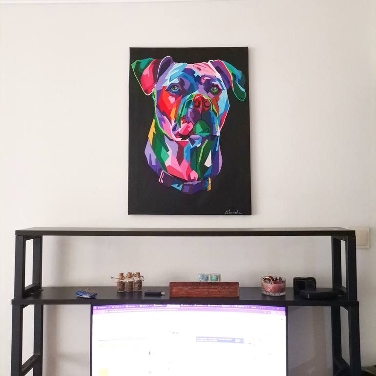 Original Contemporary Dogs Painting by Olha Platova