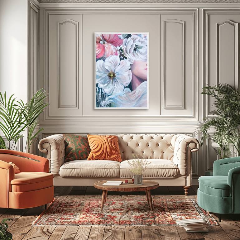 Original Abstract Floral Painting by Elena Gotovtseva