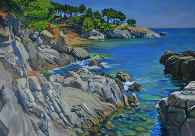 Original Seascape Painting by Ricard Marti | Color Field Painting Art on Canvas | Cala del Pi (Costa Brava)