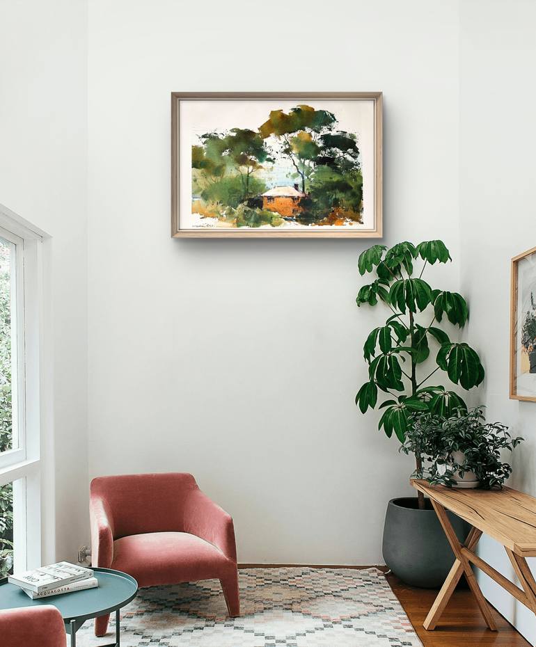 Original Art Deco Nature Painting by David Xu