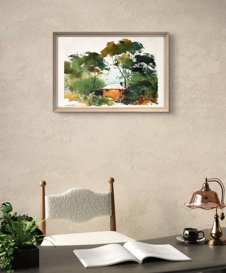Original Art Deco Nature Painting by David Xu