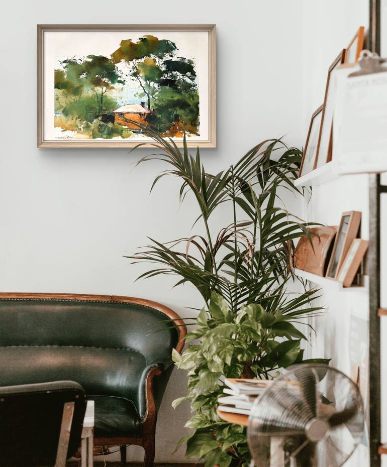 Original Art Deco Nature Painting by David Xu