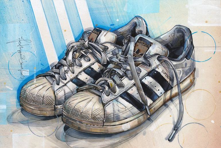 Adidas Superstar sneaker painting 42x28 cm