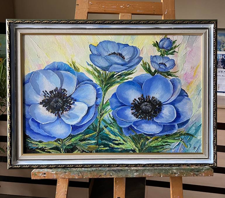 Original Art Deco Floral Painting by Nataliia Martseniuk