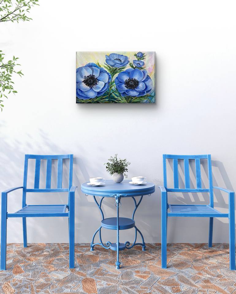 Original Art Deco Floral Painting by Nataliia Martseniuk
