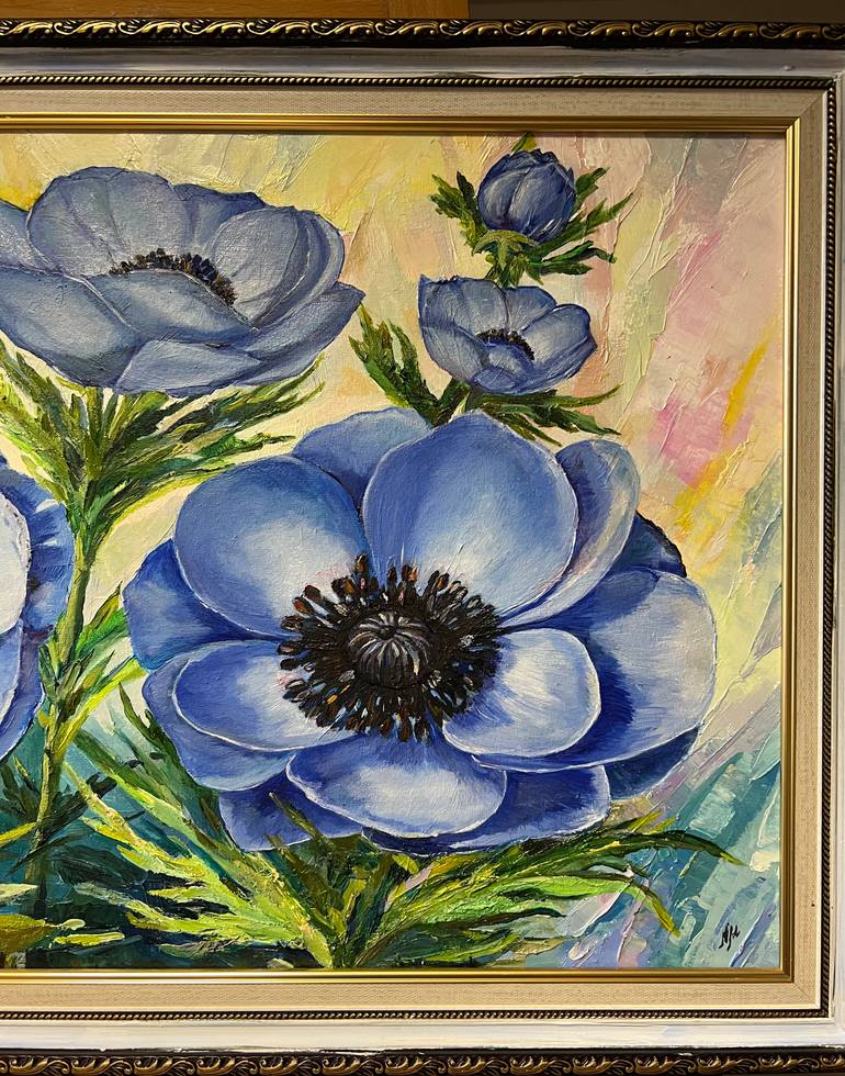 Original Art Deco Floral Painting by Nataliia Martseniuk