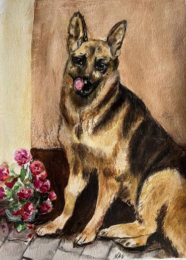 Original Photorealism Dogs Painting by Nataliia Martseniuk