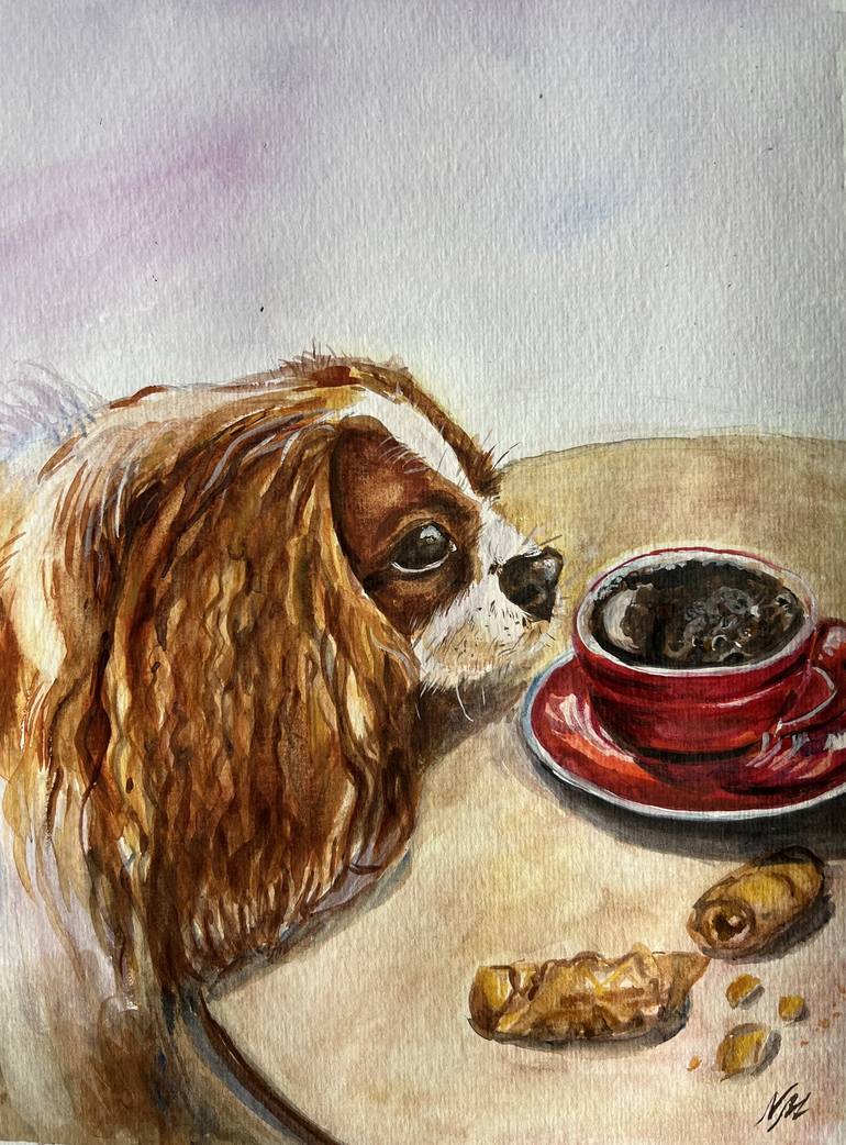 Original Impressionism Dogs Painting by Nataliia Martseniuk