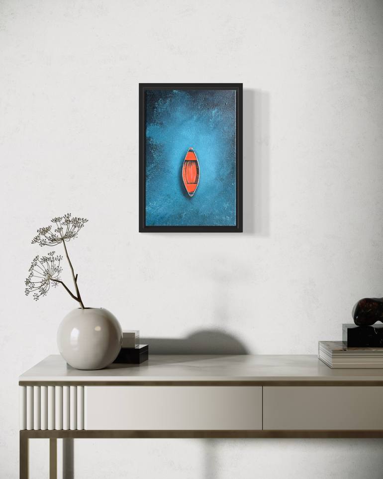 Original Minimalism Boat Painting by Anna Slk