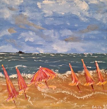 Original Art Deco Beach Paintings by Edith Loetscher