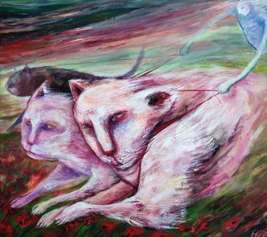 Original Contemporary Cats Paintings by Elisheva Nesis