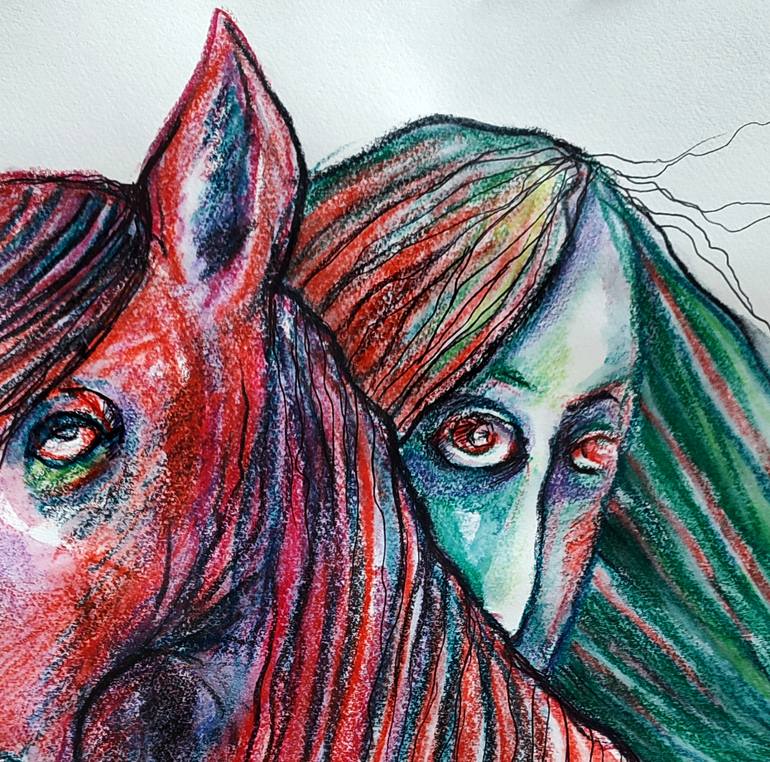 Original Expressionism Fantasy Drawing by Elisheva Nesis