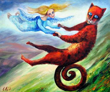 Original Expressionism Cats Paintings by Elisheva Nesis