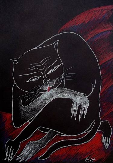 Original Surrealism Cats Drawings by Elisheva Nesis