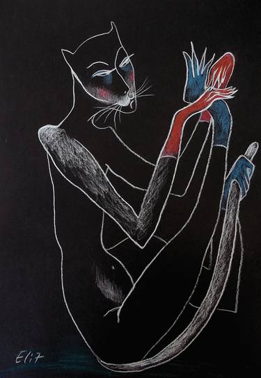 Original Surrealism Erotic Drawings by Elisheva Nesis