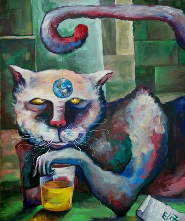 Original Fine Art Cats Paintings by Elisheva Nesis