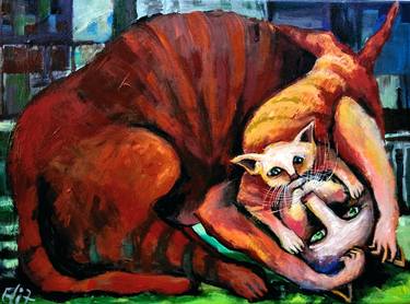 Print of Fine Art Cats Paintings by Elisheva Nesis