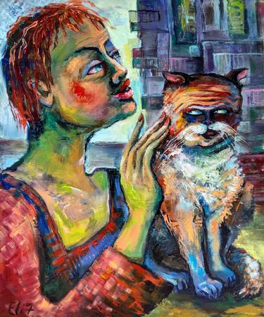 Original Expressionism Cats Paintings by Elisheva Nesis