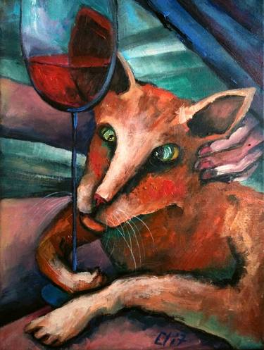 Print of Expressionism Cats Paintings by Elisheva Nesis