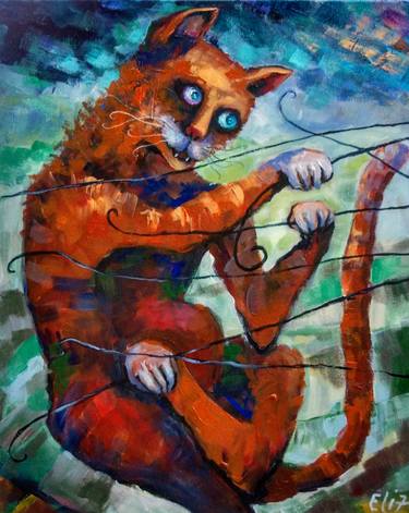Original Expressionism Cats Paintings by Elisheva Nesis
