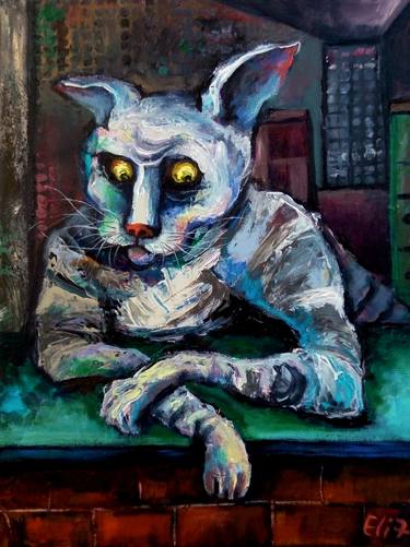 Print of Cats Paintings by Elisheva Nesis