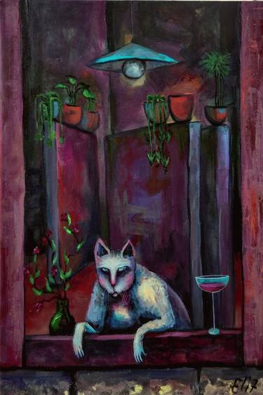 Print of Fine Art Cats Paintings by Elisheva Nesis