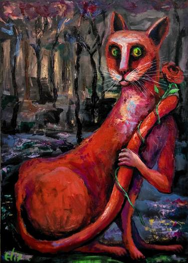 Print of Cats Paintings by Elisheva Nesis