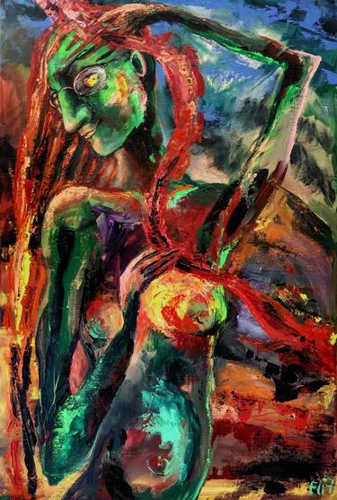 Original Expressionism Erotic Paintings by Elisheva Nesis
