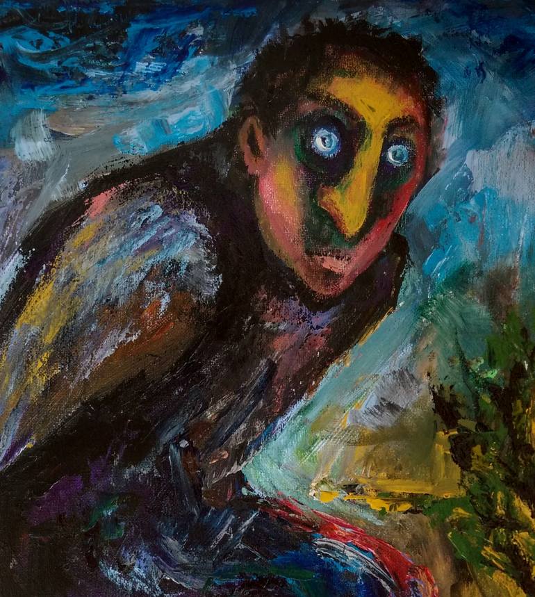 Original Expressionism People Painting by Elisheva Nesis