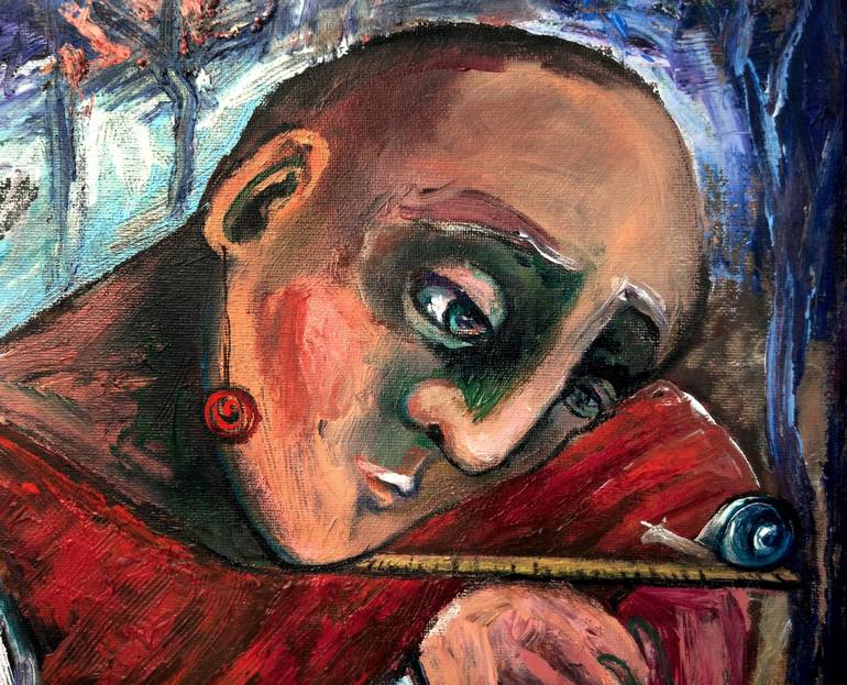 Original Expressionism People Painting by Elisheva Nesis