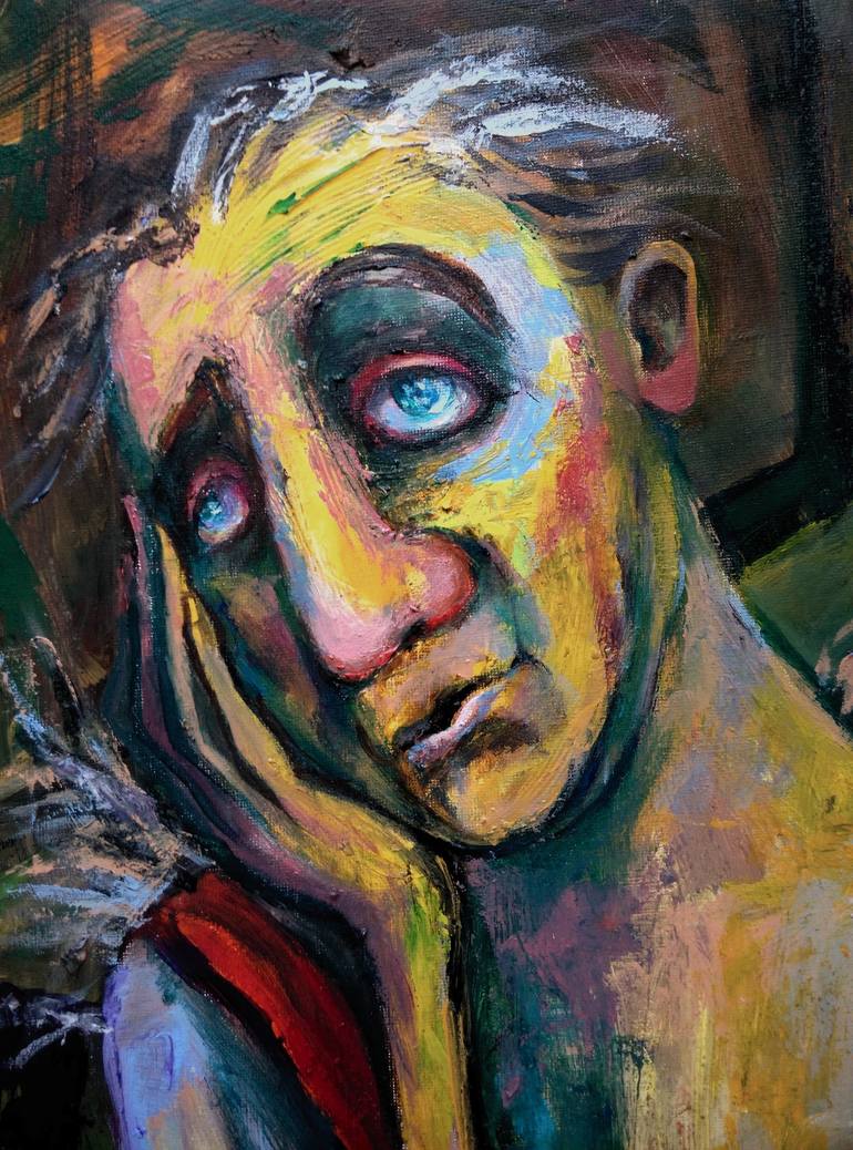 Original Expressionism Portrait Painting by Elisheva Nesis