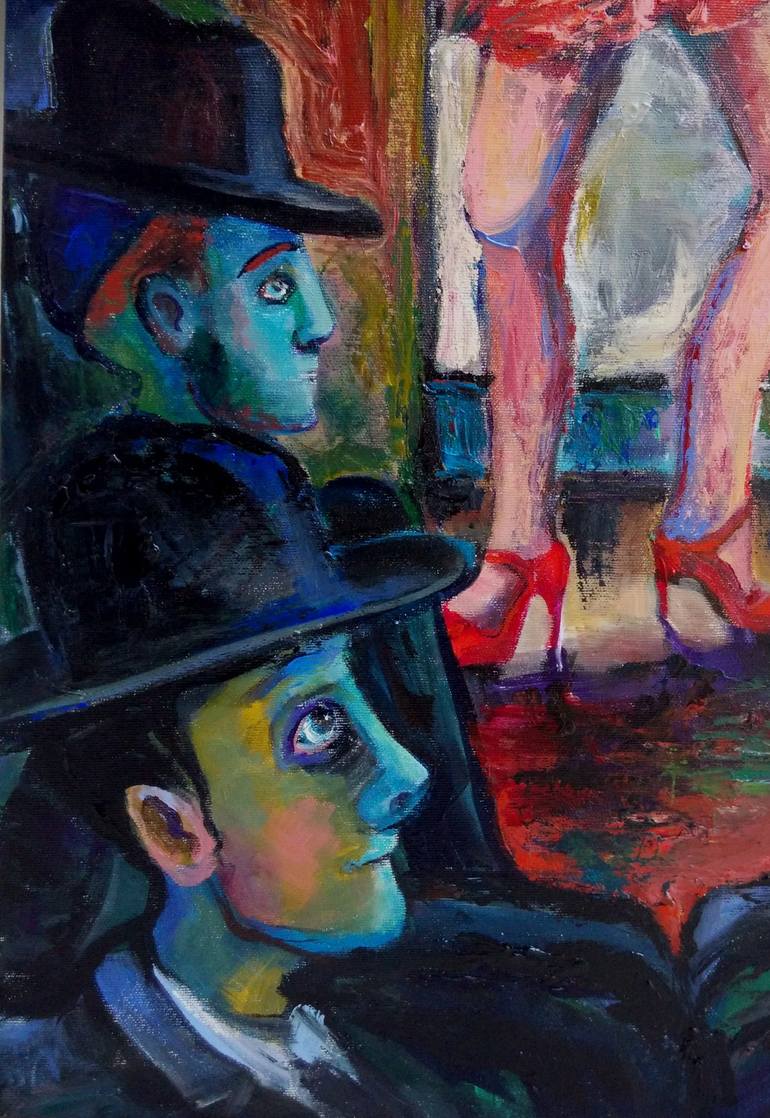 Original Expressionism People Painting by Elisheva Nesis