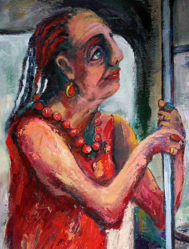 Original Expressionism People Painting by Elisheva Nesis