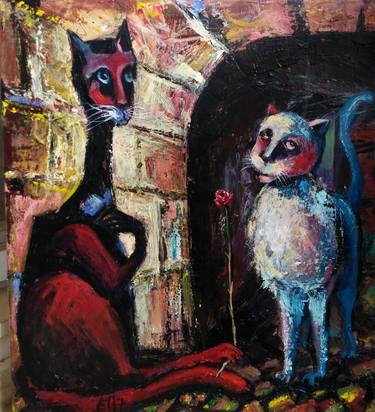 Original Expressionism Cats Paintings by Elisheva Nesis