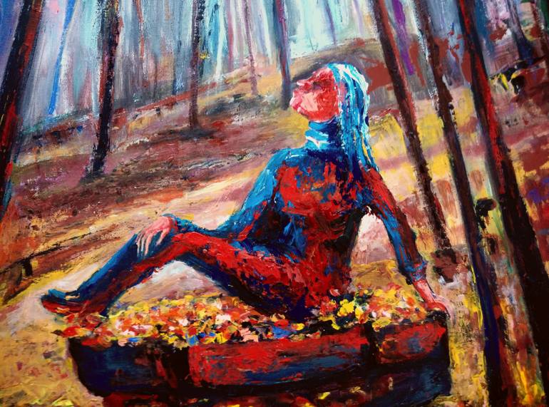 Original Expressionism Women Painting by Elisheva Nesis